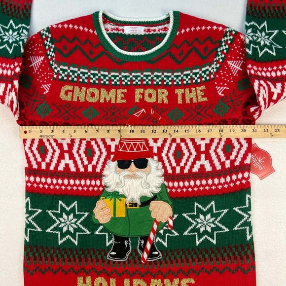 Ugly Christmas Sweater Mens MEDIUM 38-40 Holiday Time Gnome Party Tacky Novelty - Picture 6 of 11